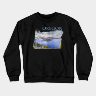 Oregon State Outline (Crater Lake & Wizard Island) Crewneck Sweatshirt